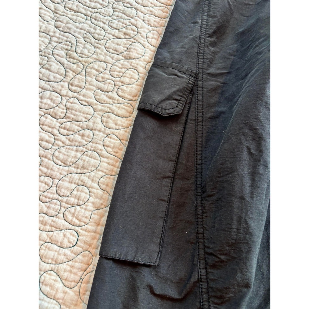 Free People Movement  Black Cargo Pants Ribbed Waist Wide Leg Snap Hem Womens M - Picture 5 of 9